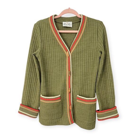 VINTAGE 50's | M | Cardigan Sweater Knit Ladies Worker Union 50's Butte 1950's - Picture 1 of 6